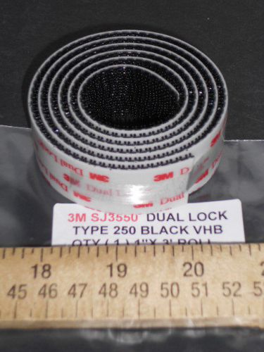 3m black dual lock vhb  type 250  1&#034;w x 3 ft. roll sj3550 reclosable fastener for sale