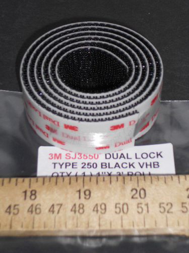 3M BLACK DUAL LOCK VHB  TYPE 250  1&#034;W X 3 FT. ROLL SJ3550 RECLOSABLE FASTENER