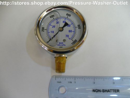 0-1000 psi liquid filled pressure gauge 1/4npt bottom mount 2 1/2 face for sale