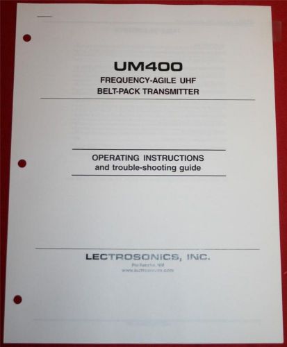 Lectrosonics UM400 UHF Belt-Pack Transmitter Operating Instructions
