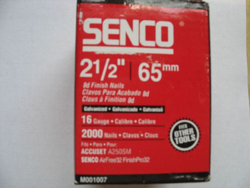 SENCO M001007  2 1/2&#034; 65mm 16 GUAGE STRAIGHT NAILS 2,000 COUNT BOX GALVANIZED