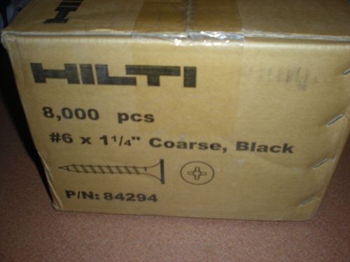 Hilti 6 x 1-1/4&#034;  black phosphate drywall screws 8000 screws, 1-1/4&#034; l for sale