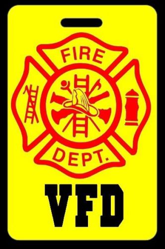 Hi-viz yellow vfd firefighter luggage/gear bag tag - free personalization - new for sale