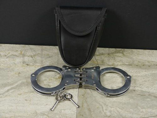 Chrome Police Cop Sheriff Officer Heavy Duty Military Level Handcuff Cuff +Pouch