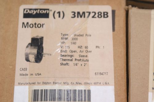 Dayton 3M728B Electric Motor 1/40HP, 3000 RPM, 115V, 1/4&#034; X 2&#034; Shaft