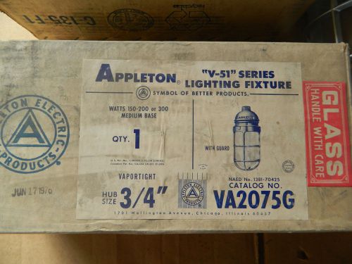 3 appleton v-51 vapor tight industrial aluminum shield globe light fixture nos for sale