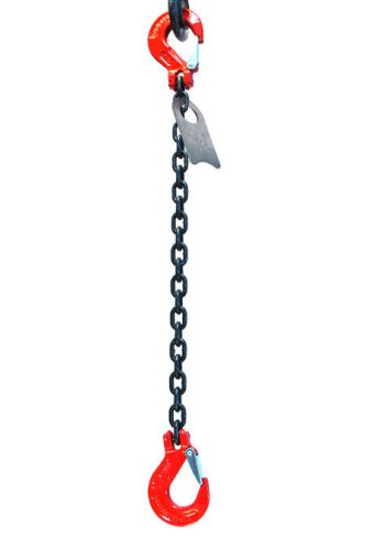 9/32&#034; 10 foot grade 80 sss single leg lifting chain sling with sling hooks for sale