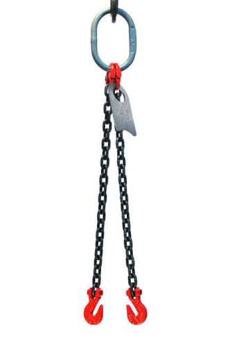 5/8&#034; 6 foot grade 80 dog double leg lifting chain sling - oblong grab hook for sale