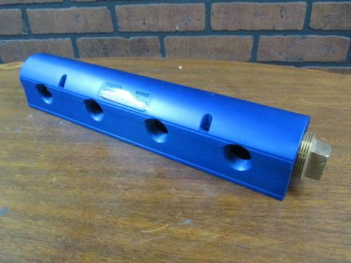 New burger &amp; brown smartflow 1-1/2&#034; aluminum water manifold, 3/4&#034; ports - blue for sale