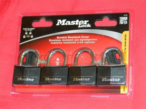 Brand new master lock 4 pack 7/8&#034; padlocks keyed 141q ships free!!! nip!!! for sale