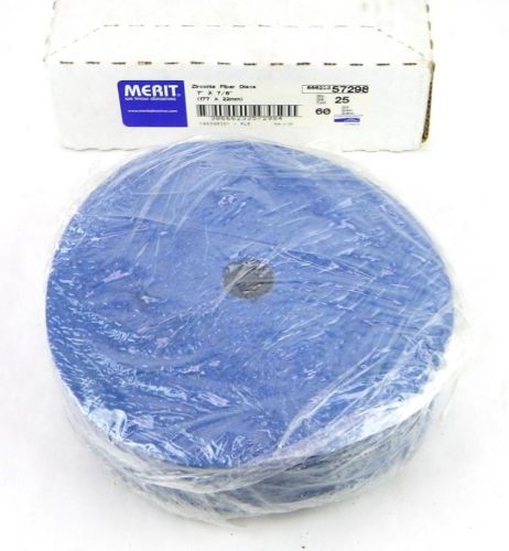 Merit 666233 57298 7&#034; x 7/8&#034; 60 grit zirconia resin fiber discs 25 pack 1y for sale