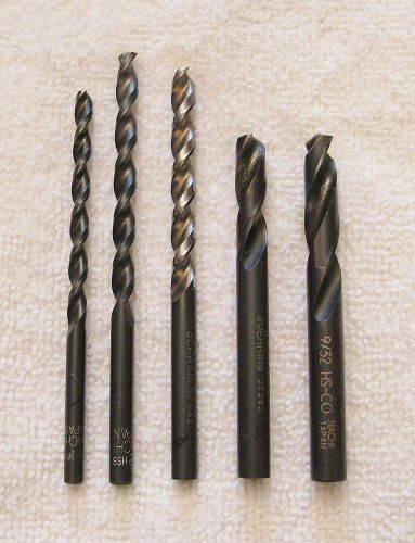 Lot of 5 hss and hs-co drills jobber spiral flute, stub length rh nachi guhring for sale