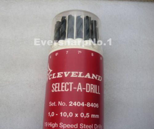 Lot new 1set-19 pcs cleveland hss(m2) twist drills bits from 1.0 mm-10 mm tools for sale