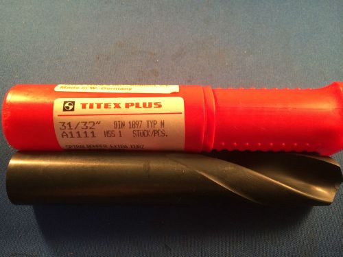 NIB Titex Plus 31/32&#034; HSS 118 Degree Point Black Oxide Screw Machine Drill