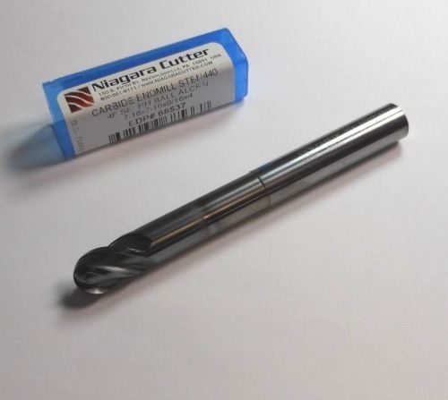 NIAGARA Carbide Ball End Mill 7/16&#034; 4FL AlCrN 7/16&#034; x 9/16&#034; x 4&#034; 68537 &lt;600&gt;