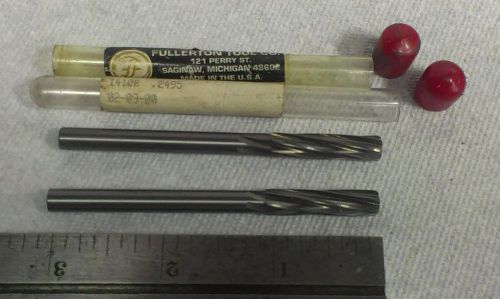 Two only NEW  .2495&#034; Diameter  Reamers Solid Carbide Fullerton Tool Co. USA