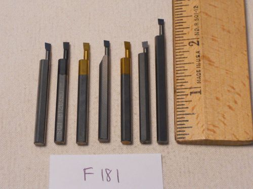 7 used solid carbide boring bars. 3/16&#034; shank. micro 100 style. b-120350 (f181} for sale