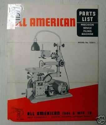 All American Parts List Precision Bench Filing Machine (Inv.17962)