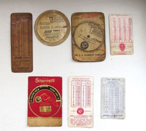 7 Vintage Machinist Cards Lufkin, Starrett, Brown &amp; Sharpe