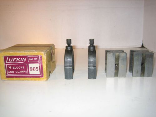 Lufkin Pair V Blocks No. 905 with Clamps Vintage in Original Box