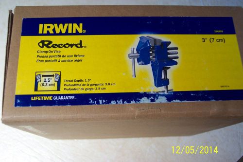 IRWIN RECORD 3&#034; JAW CLAMP ON VICE, 2-1/2&#034; CAPACITY, 1-1/2&#034; DEPTH, 226303 LIFETIM