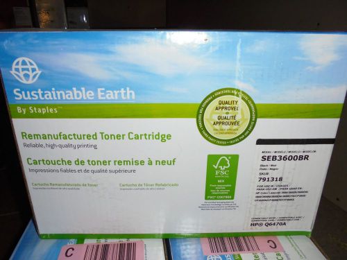 SUSTAINABLE EARTH BY STAPLES SEB3600BR HP Q6470A BLACK TONER CARTRIDGE