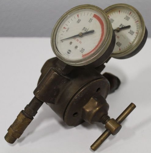 Airco dual-stage brass regulator / gauges 0-30 / 0-400 psi welding - steampunk for sale