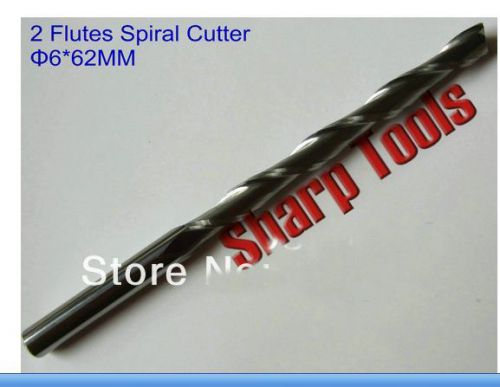 2pcs double flute carbide mill spiral cutter wood cnc router bits  6mm 62mm for sale