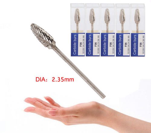 5* Tungsten Carbide Burs F06 2.35mm for Dental Jewelry Carving Polishing Motor