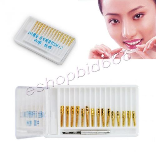 2015 new 24k gold dental screw posts drills kits refills plated tapered bm1.2 a= for sale