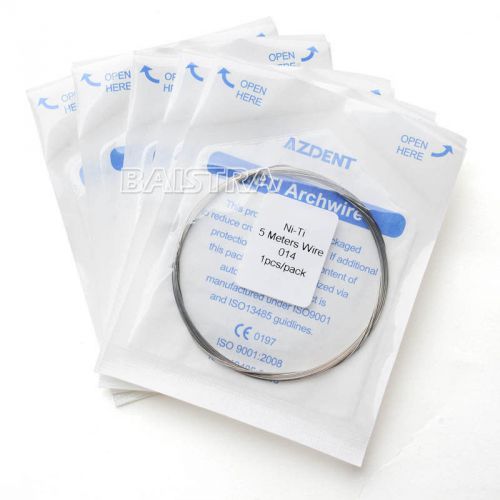 5 Packs Dental Orthodontic Super Elastic Niti Long Archwire 0.014&#034; 5M Round Wire