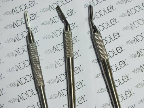 Dental New Scalpel Blades Handle 2 Curved 1 Straight Round ADDLER German Stainle