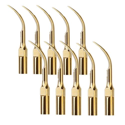 10 pc dental ultrasonic scaler tips fit ems woodpecker handpiece g2t golden for sale