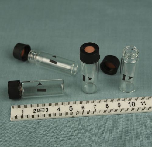 4ml Clear Glass vial tube bottle X 10 screw cap 45mm x 15mm Perkin Elmer