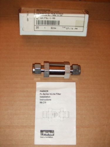 New parker hannifin 6a-f6l-1-ss instrument inline filter stainless 3/8&#034; a-lok for sale