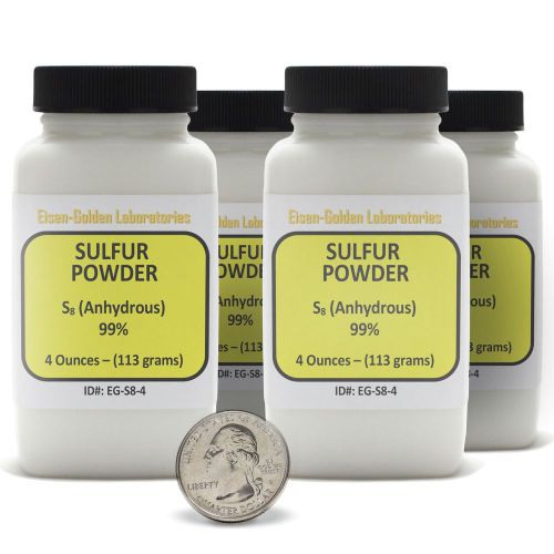 Sulfur Powder [S8] 99% ACS Grade Powder 1 Lb in Four Space-Saver Bottles USA