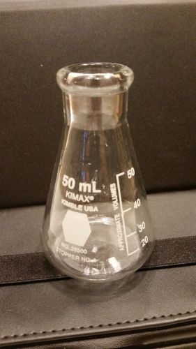 Kimble kimax glass 50ml conical erlenmeyer graduated heavy duty flask 26500 for sale