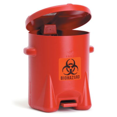 Polyethylene biohazard can - 6-gallon  13.5&#034;w x 16.5&#034;d x 16&#034;h 1 ea for sale