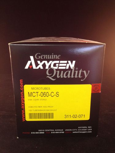 Axygen 0.6ml MCT-060-C-S Sterile Microtubes Homo-Polymer 100 Tubes/Bag 5 Bags
