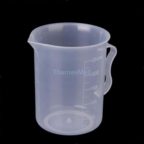 250ml transparent plastic graduated beaker measuring cup container with handle for sale
