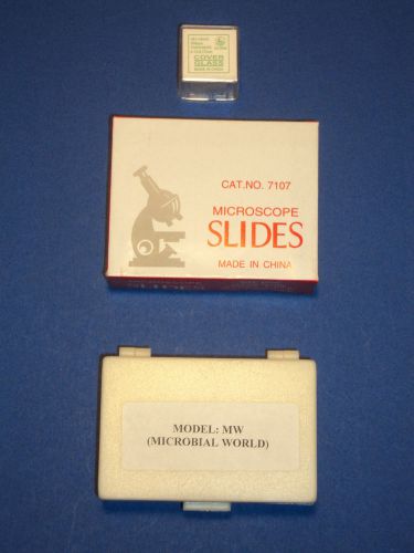 15 prepared microbial world slides+ 50pc blank slides+ 100pc square cover for sale