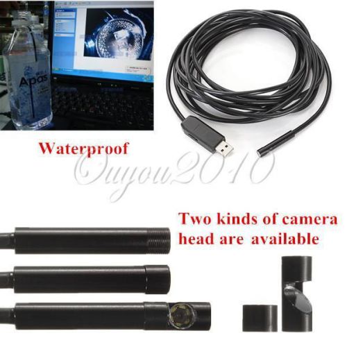 5M 7mm USB Waterproof Snake Borescope Endoscope Inspection Video Camera + Mirror