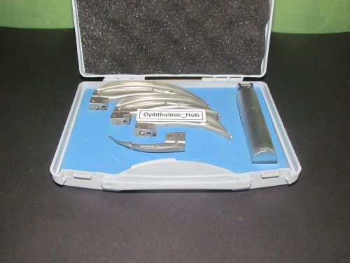 Laryngoscope conventional led set with 4 blades &amp; handle in case, hls ehs for sale
