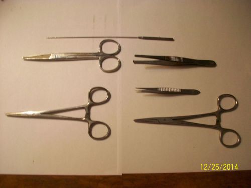 Lot of 6 Dittmar and Amico surgical instruments, scissors, hemostat, tweezers