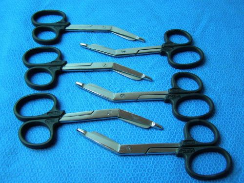 Lot of 6-Lister Bandage Nurse Scissors 5.5&#034;-Color Handles(Black)One Large Ring