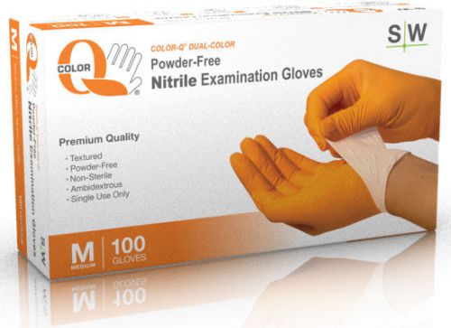 Dual-color bright orange disposable nitrile latex-free 1000 gloves all sizes for sale