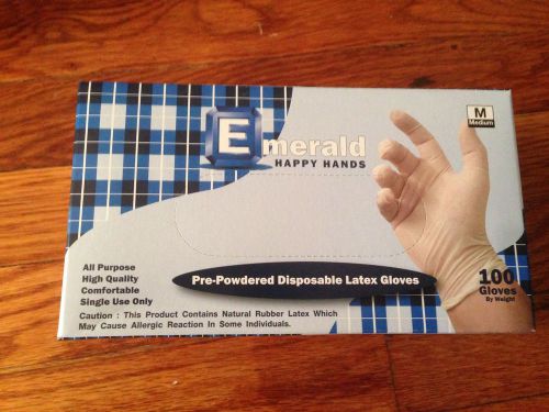 Emerald Pre-Powdored Disposable Latex Gloves Large.
