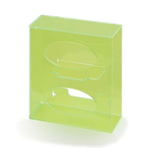 Fluorescent side-loading acrylic glove dispenser - double  fluorescent green ... for sale