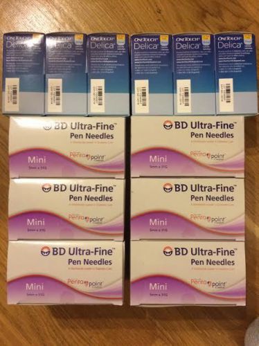 BD Ultra-Fine Pen Needles Mini 5mmx31G) 6 boxs | One Touch Delica Lancets 6 boxs