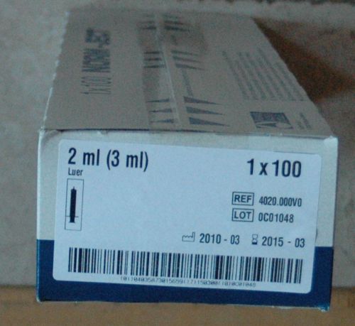 100 new norm-ject 2ml (3ml) syringe 4020-000v0 luer sterile latex free 2015-03 for sale